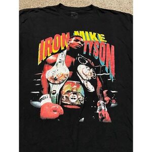 Iron Mike Tyson Boxing Graphic T-Shirt Mens XL Black Short Sleeve Sticker Mule